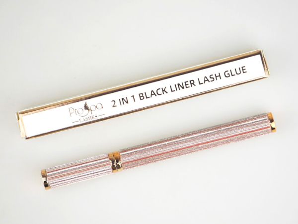 lash glue and black liner